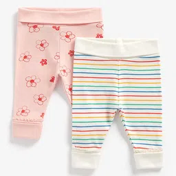 mothercare Girls Multicolor Pack Of 2 Cotton Printed And Striped Joggers-image-47