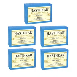 Hasthkar Set of 5 Mint Handmade Soaps for All Skin Types - 125 g Each-10