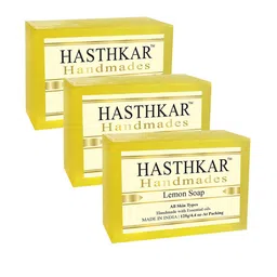 Hasthkar Set of 3 Handmades Glycerine Lemon Soap 375gm-10