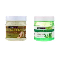 FEELHIGH Set of Gold Face Scrub & Aloe Vera Skin Purifying Gel - 500 ml Each-6