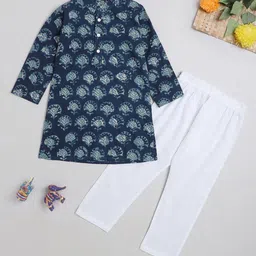 The Magic Wand Boys Ethnic Motifs Printed Regular Pure Cotton Kurta With Pyjamas-picture-9