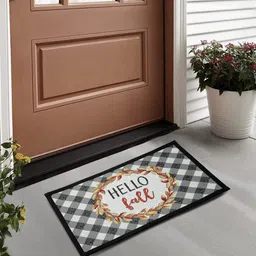 FABINALIV Black & White Checked Doormat-23