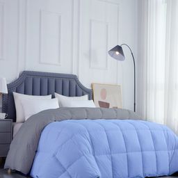 RAZZAI Grey & Blue Microfiber Mild Winter 300 GSM Double Bed Comforter-image-36