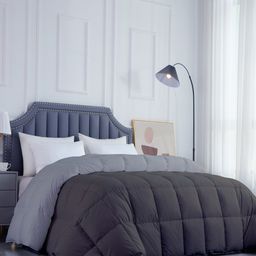RAZZAI Grey Microfiber Mild Winter 300GSM Reversible Solid Comforters Double Bed Comforter-image-45