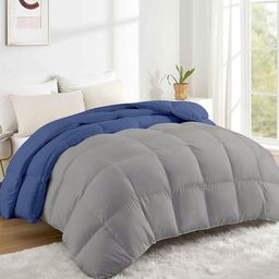 RAZZAI Blue & Silver-Toned Microfiber Mild Winter 500 GSM Reversible Double Bed Comforter-image-102