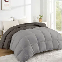 RAZZAI Grey & Silver-Toned Microfiber Mild Winter Reversible 500 GSM Double Bed Comforter-image-34