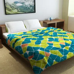 Divine Casa Blue & Lime Green Geometric Mild Winter 210 GSM Double Bed Comforter-image-63