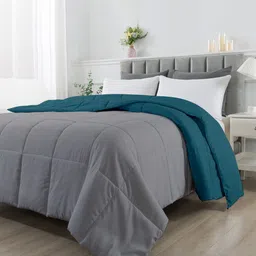 RAZZAI Teal & Grey Microfiber Mild Winter 210 GSM Reversible Double Bed Comforter-image-90
