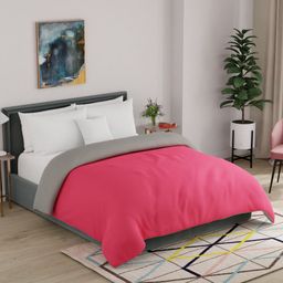 United Colors of Benetton Pink & Grey Microfiber 150 GSM Reversible Double Bed Comforter-image-39