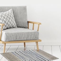 Home Centre Melange Off White & Blue Woven Design Dhurrie-54