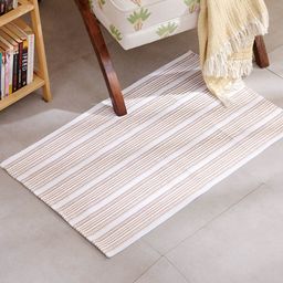 Home Centre Cotton Brown & White Woven Floor Mats & Dhurries-38