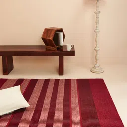 Fabindia Red & Beige Printed Woven Dhurrie-5