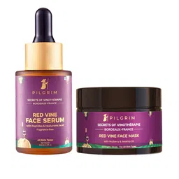 Pilgrim Set Of 2 Magenta Powerful Anti-ageing Face Serum & Face Mask 130ml-17