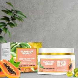 Glamour World Ayurvedic One Step Clean Up Insta Glow Face Pack with Papaya - 50g-11