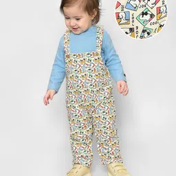 MiArcus Infants Peanuts Printed Cotton Straight Leg Dungaree With Romper-98