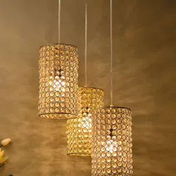 Homesake Gold-Toned & Transparent Self Design Handcrafted Cluster Light-6