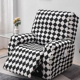 HOUSE OF QUIRK Black & White Printed Fitted 1 Seater Sofa Cover With Arms-image-96