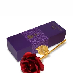 INTERNATIONAL GIFT Red & Gold Toned Rose Flower With Leaf Showpieces-image-82