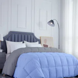 RAZZAI Blue & Grey Microfiber Reversible Mild Winter 300 GSM Single Bed Comforter-9