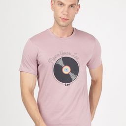 Lee Men Pink Printed Slim Fit T-shirt-image-103