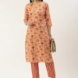 KALINI Floral Printed Chanderi Cotton Kurta with Trousers-picture-10