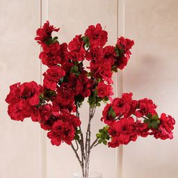 Pure Home and Living Red & Green Azalea Faux Flower Stem-image-80