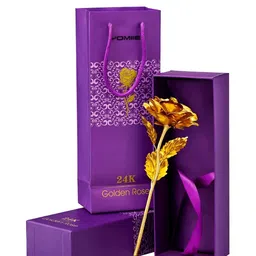 INTERNATIONAL GIFT Gold Toned Artificial Rose & Box-image-98