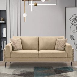 casacraft from pepperfry Cannes Fabric 3 Seater Sofa in Cream Colour-picture-3
