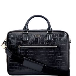 Eske Unisex Textured Leather Laptop Bag 38 cm-image-3