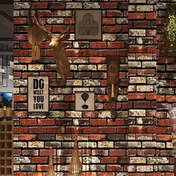 Univocean Red & Brown Brick Designed Vinyl Peel And Stick Self Adhesive Wallpaper-21