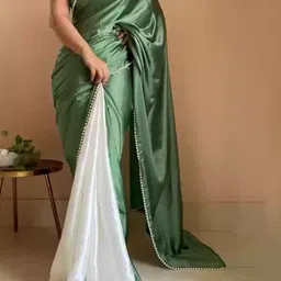 KALINI Colourblocked Satin Saree-picture-7