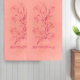 FABINALIV Peach 2 Pieces Printed Cotton 300 GSM Bath Towels-picture-48