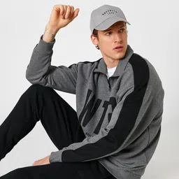 Koton Men Grey Melange & Black Printed Sweatshirt-picture-36