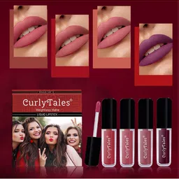 CurlyTales Set Of 4 Weightless Matte & Long Lasting Liquid Lipsticks - 3 ml Each-image-45