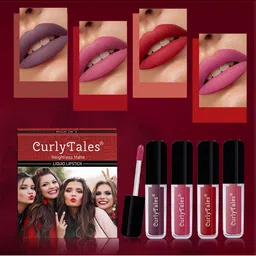 CurlyTales Set Of 4 Weightless Matte & Long Lasting Liquid Lipsticks - 3 ml Each-36