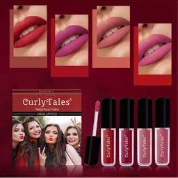 CurlyTales Set Of 4 Weightless Matte & Long Lasting Liquid Lipsticks - 3 ml Each-13