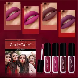 CurlyTales Set Of 4 Weightless Matte & Long Lasting Liquid Lipsticks - 3 ml Each-image-46