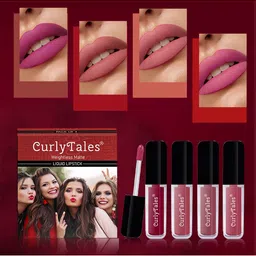 CurlyTales Set of 4 Weightless Matte Long Lasting Liquid Lipsticks - 3 ml each-19