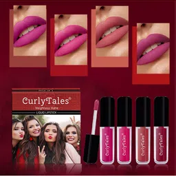 CurlyTales Set of 4 Weightless Matte Long Lasting Liquid Lipsticks - 3 ml each-56