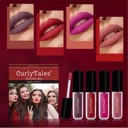 CurlyTales Set of 4 Weightless Matte Long Lasting Liquid Lipsticks - 3 ml each-16