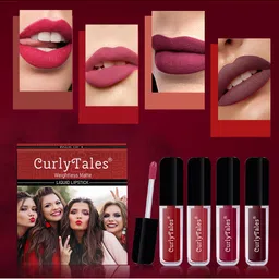 CurlyTales Set of 4 Weightless Matte Long Lasting Liquid Lipsticks - 3 ml each-19