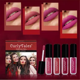 CurlyTales Set of 4 Weightless Matte Long Lasting Liquid Lipsticks - 3 ml each-46