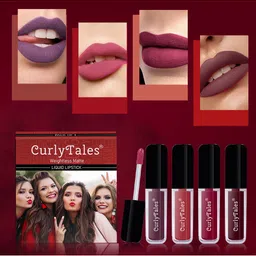 CurlyTales Set of 4 Weightless Matte Long Lasting Liquid Lipsticks - 3 ml each-50