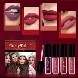 CurlyTales Set of 4 Weightless Matte Long Lasting Liquid Lipsticks - 3 ml each-17