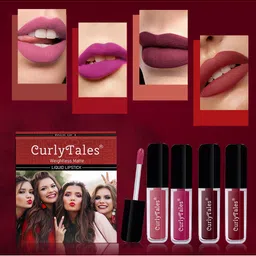 CurlyTales Set Of 4 Weightless Matte & Long Lasting Liquid Lipsticks - 4 ml Each-10