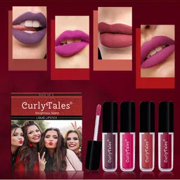 CurlyTales Set of 4 Weightless Matte Long Lasting Liquid Lipsticks - 4 ml each-28