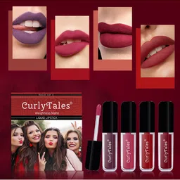 CurlyTales Set of 4 Weightless Matte Long Lasting Liquid Lipsticks - 4 ml each-11