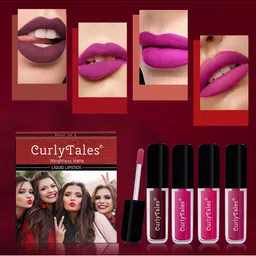 CurlyTales Set of 4 Weightless Matte Long Lasting Liquid Lipsticks - 4 ml each-3