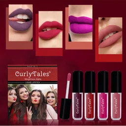 CurlyTales Set of 4 Weightless Matte Long Lasting Liquid Lipsticks - 4 ml each-19