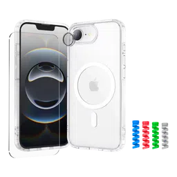 ESSE Armor360 Back Case, Tempered Glass, Cam & Cable Protector 4in1 Combo for iPhone 16E (Microdots Technology, Transparent)-7